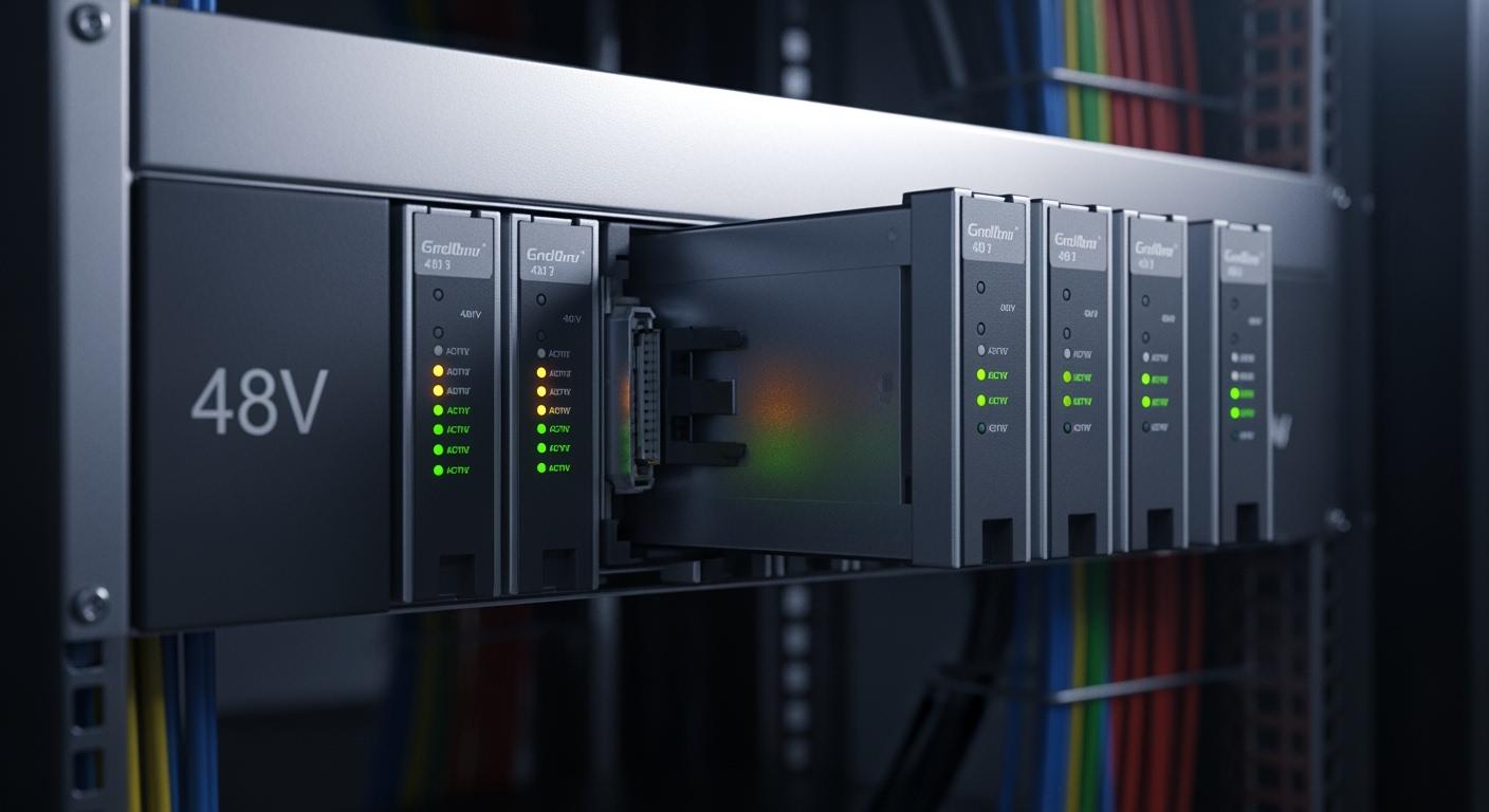 Modular 48V power shelf with hot-swap redundancy