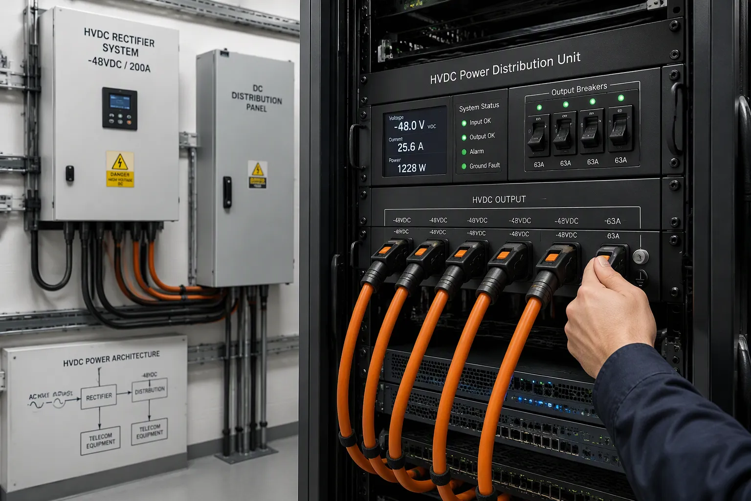 HVDC Output Support of Telecom Power Systems and Compatibility with 240V/336V New Power Supply Architectures