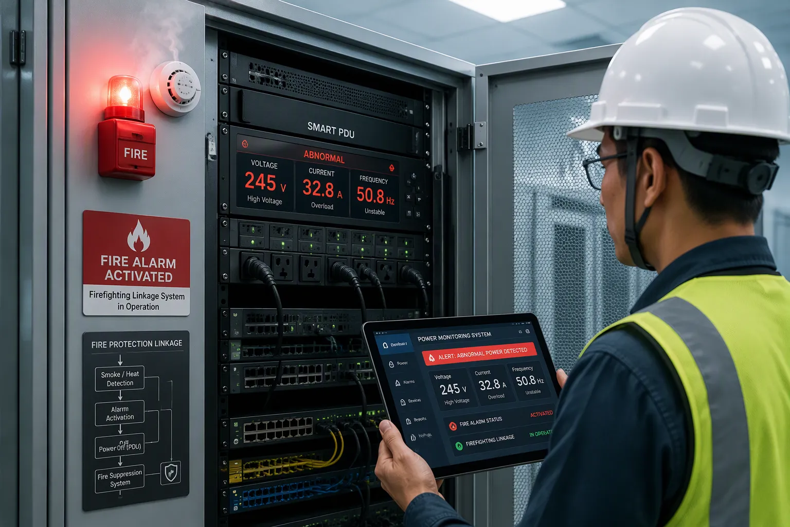 How Smart PDU-Firefighting System Linkage in Telecom Cabinets Triggers Fire Alarms on Power Anomalies