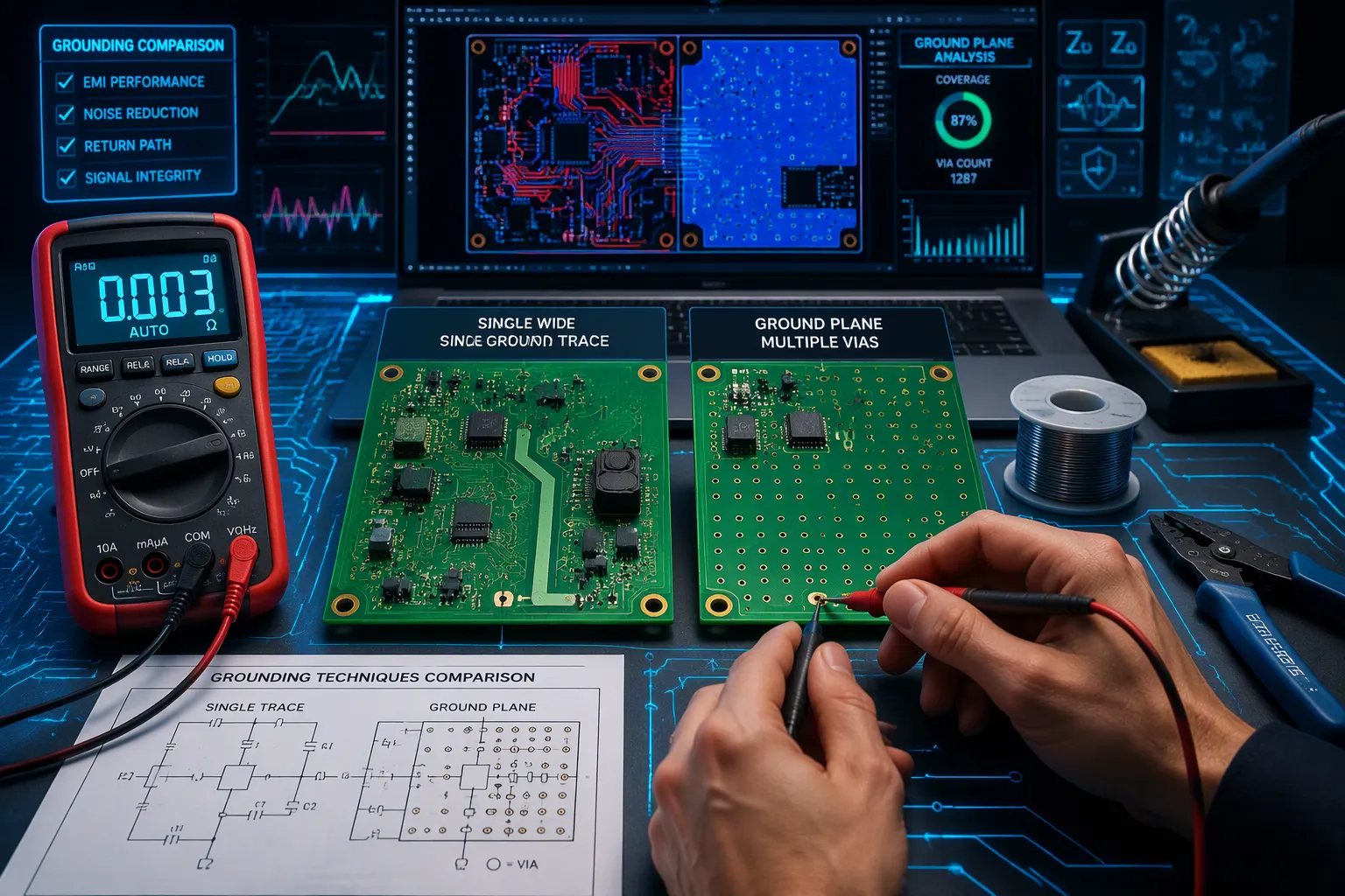Comparing PCB Grounding Techniques for Better Circuit Performance
