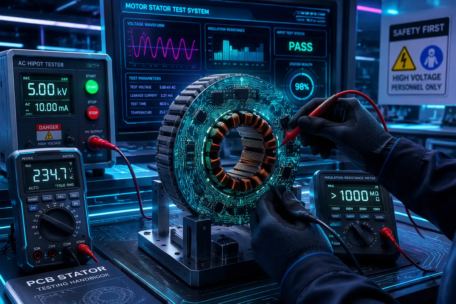 PCB Stator Electrical Testing and Insulation Verification