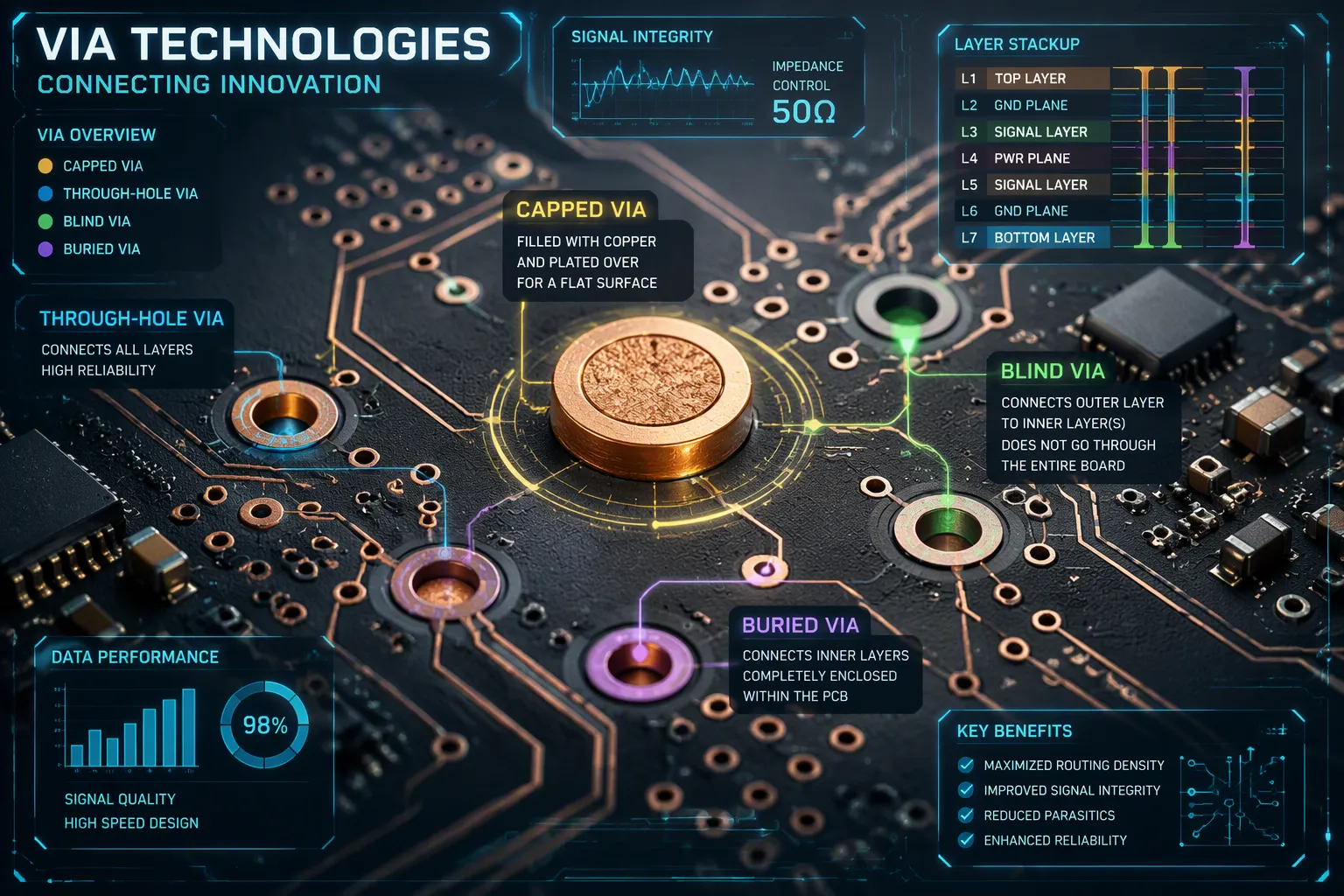 Comparing Capped Vias and Other Via Technologies for Modern PCB Designs