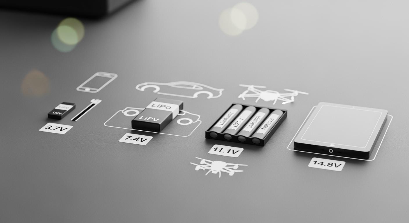 Common voltage types of lithium polymer batteries for different applications