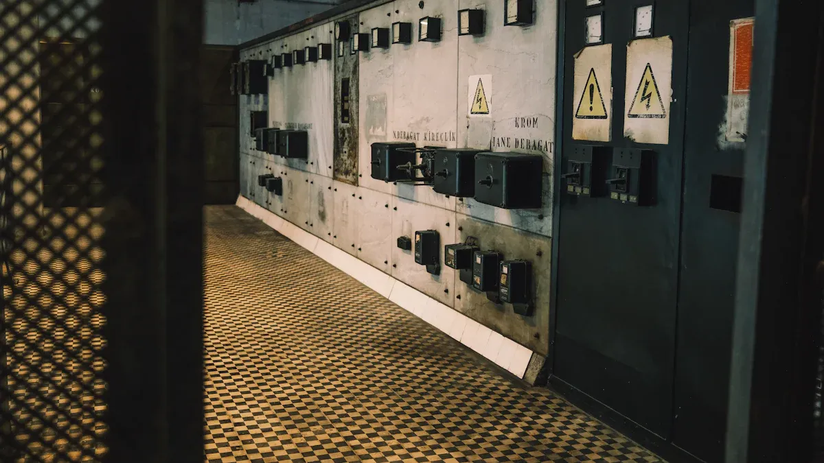 Botão de membrana em controlo industrial
