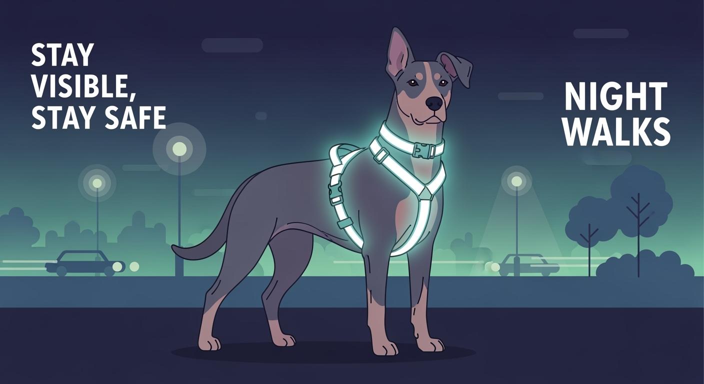 Dog Reflective Harness or Collar for Night Walks