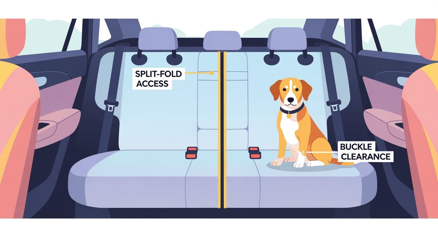 Dog Car Back Seat Cover: Split-Fold and Buckle Access