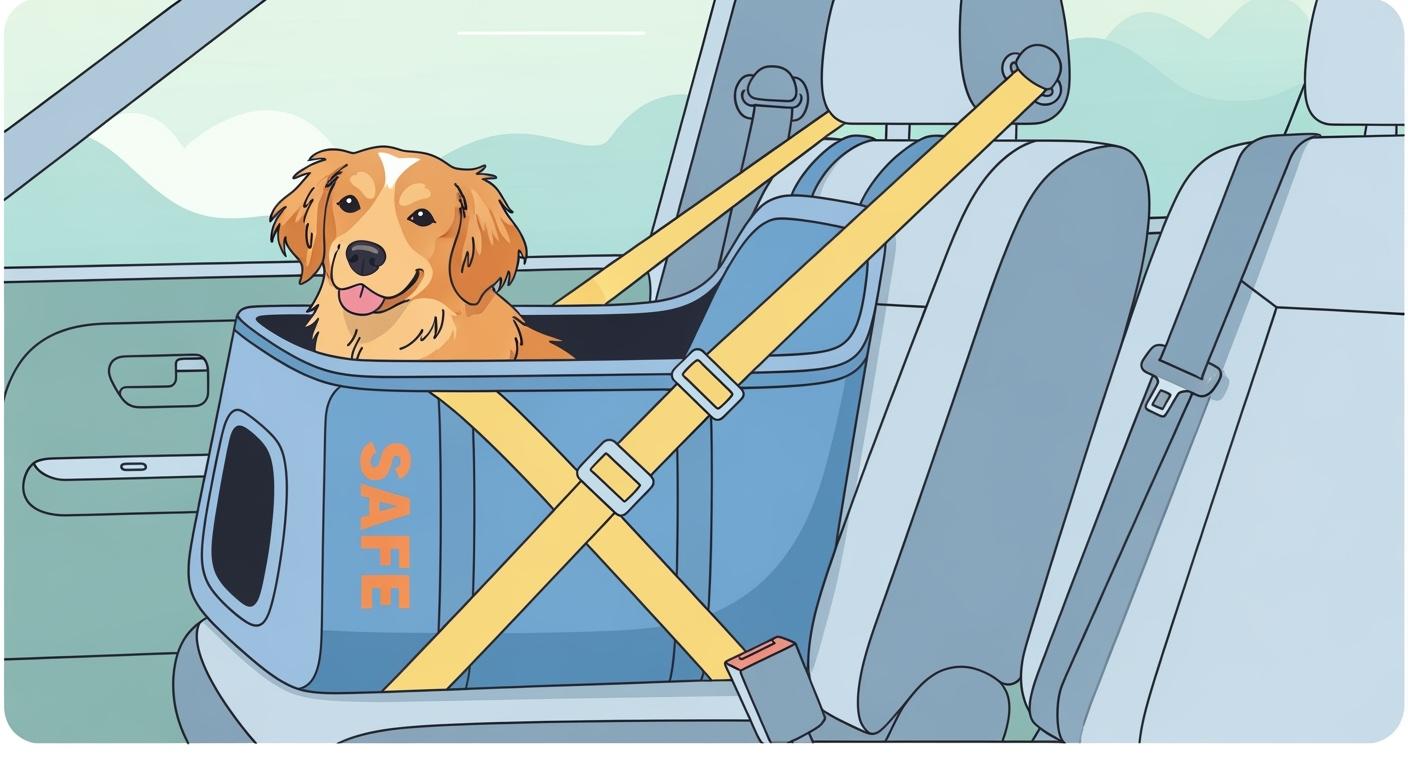 Car seat dog carrier on a vehicle seat