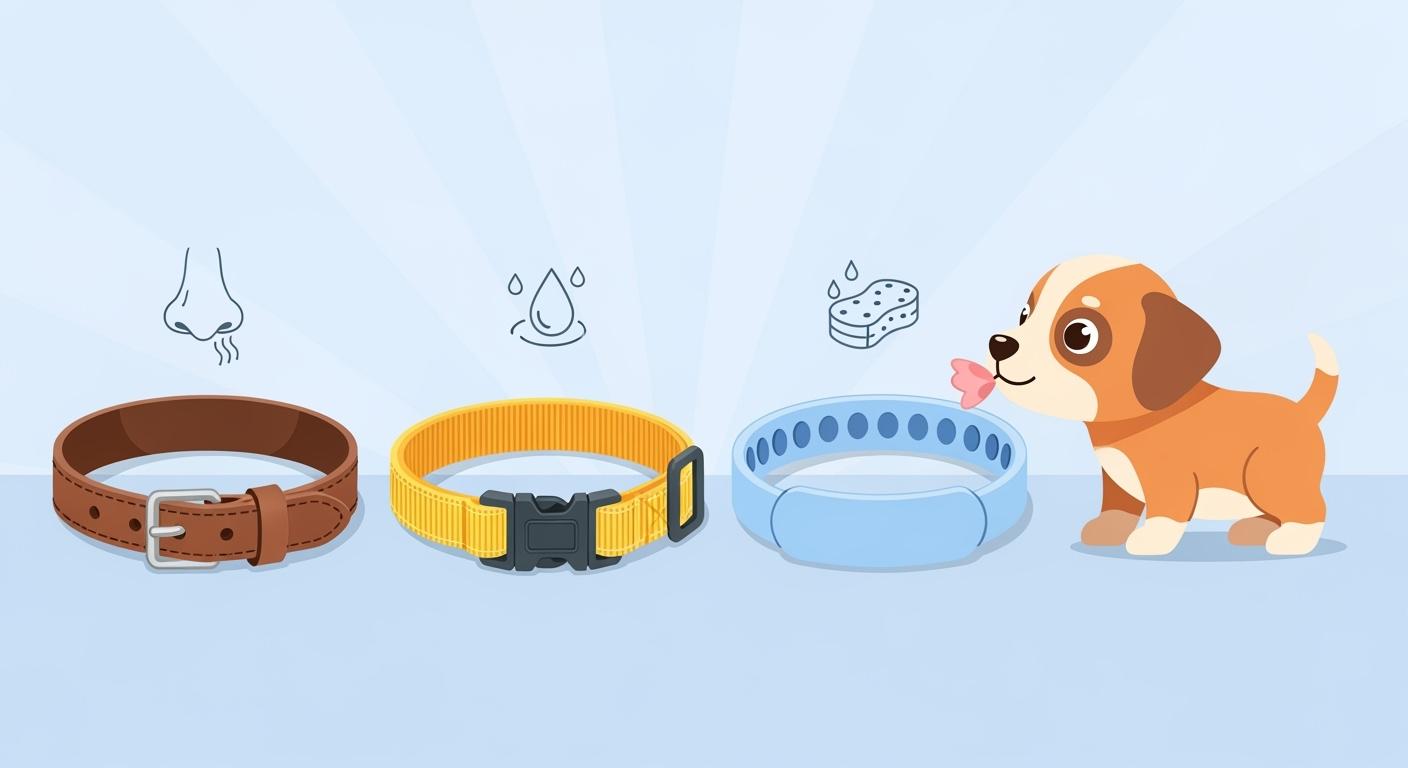 Puppy Collar Materials Compared for Odor, Water, and Cleaning Effort