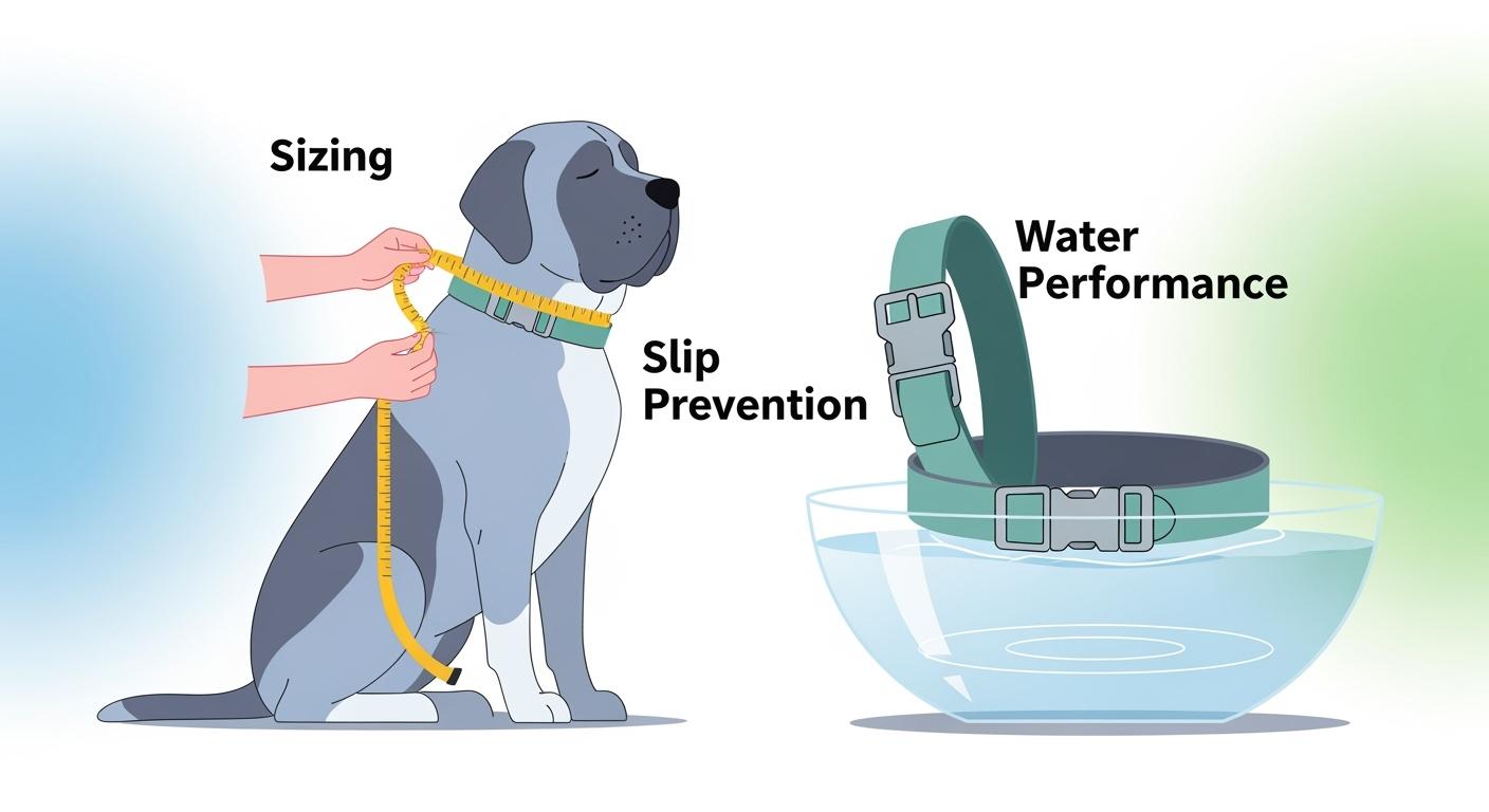 Large dog collars practical guide - neck sizing, slip prevention, and water performance tips