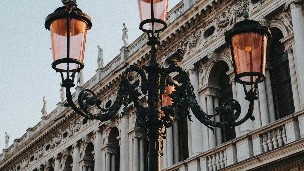 Differences among lamp posts in various countries around the world