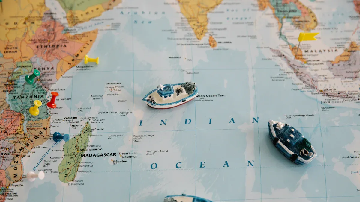 Global logistics network and its cross-border routes