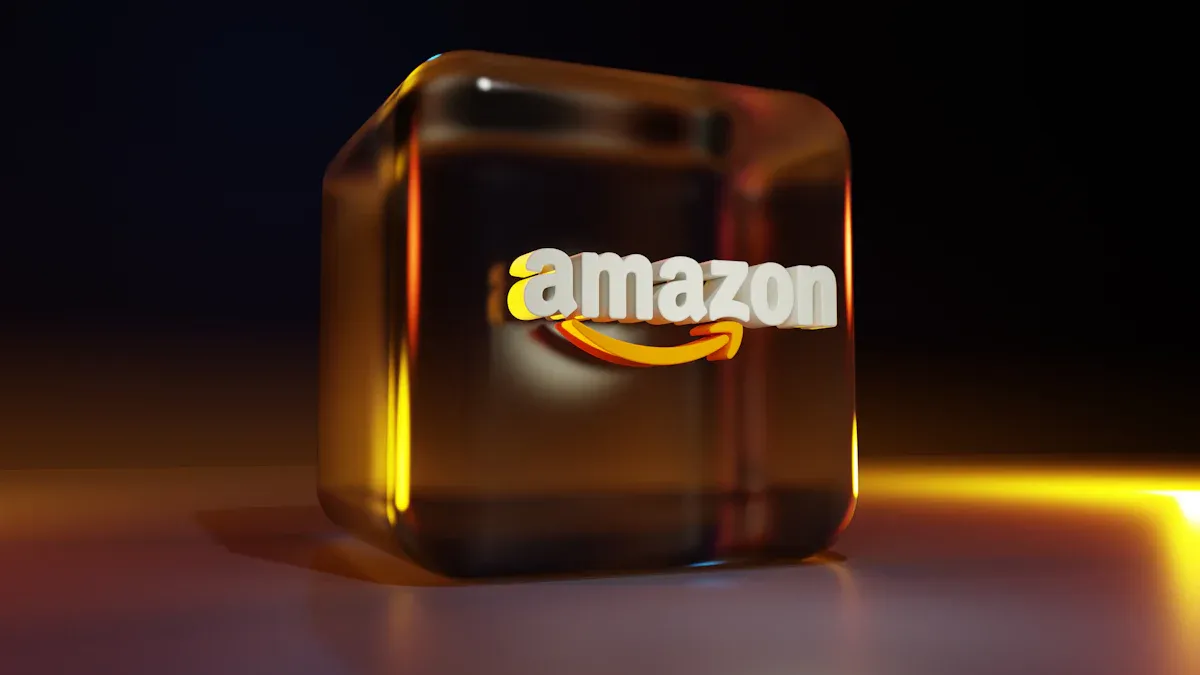 A cube with the Amazon logo on it