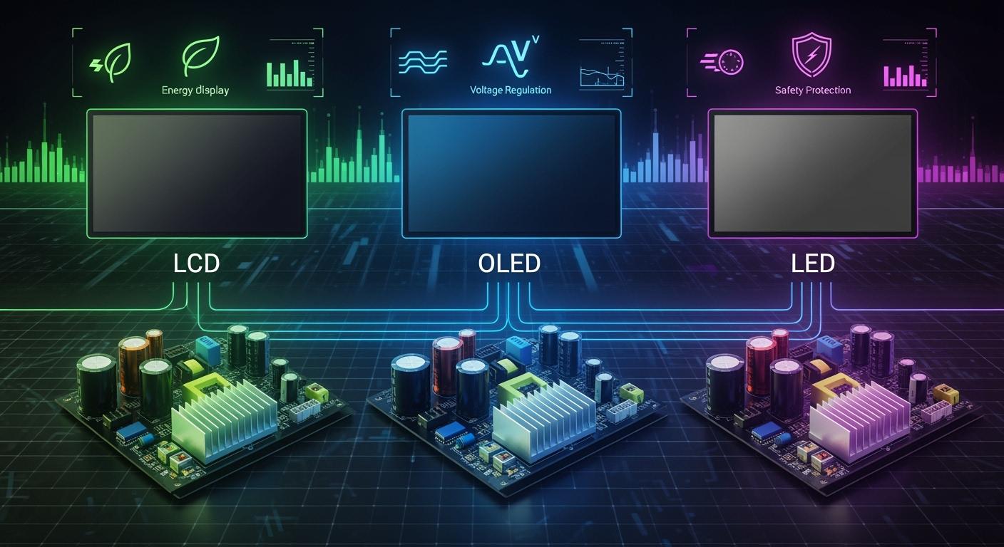 Power board type and features for commercial lcd display oled display and led display