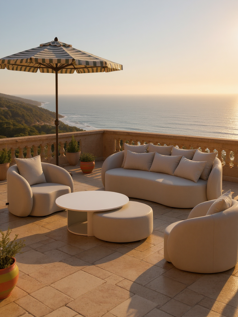Santorini Garten Loungesofa Set (4-Sitzer)