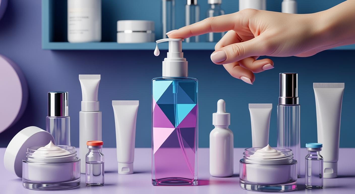 Bottle with dispenser cosmetics guide