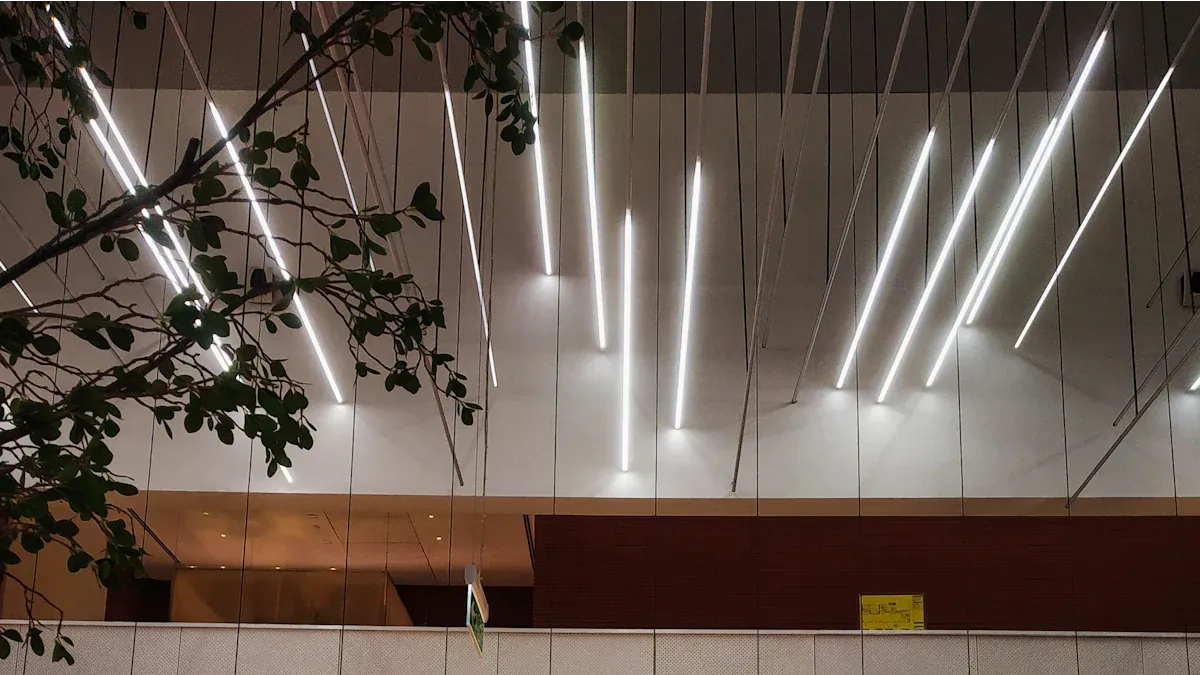 Modern multi-functional space with layered lighting design