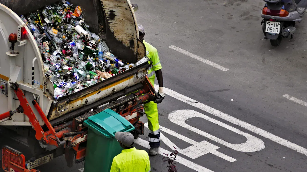 Bucket Trash compactor makes cleaning up easy