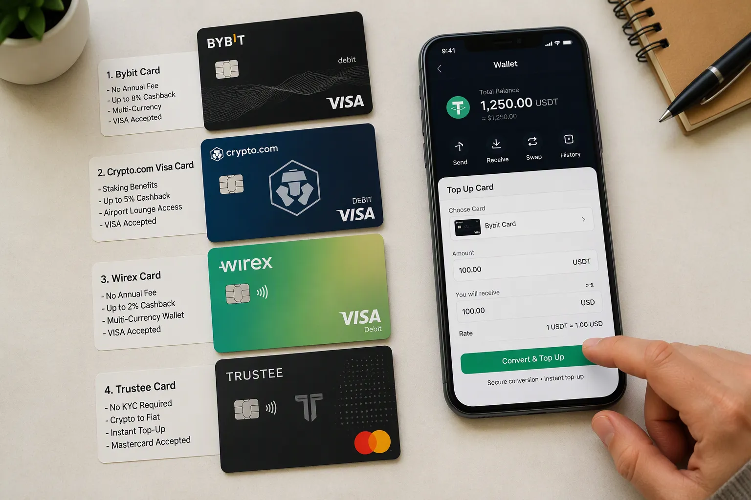 Principais cartões cripto