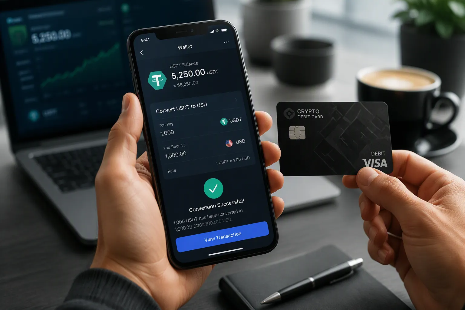 Como transformar USDT em saldo de cartão débito