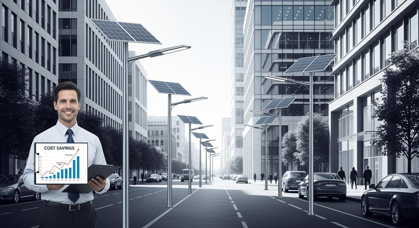 Solar powered LED street lights that save money for businesses