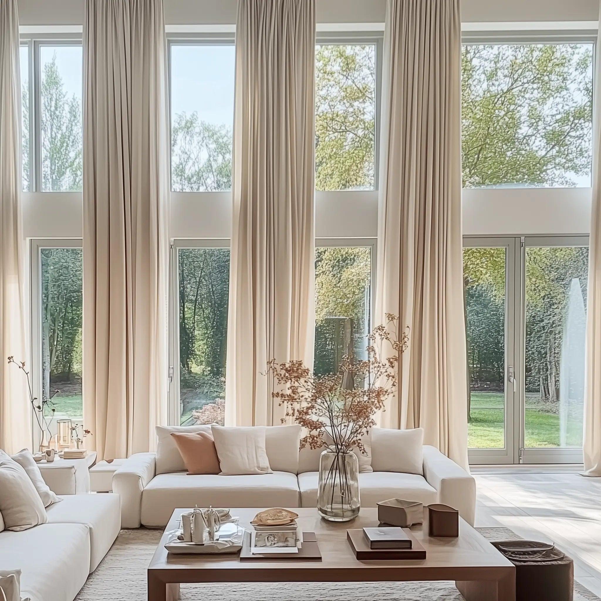 Transform Large Windows into Elegant Focal Points with Extra-Long Curtains