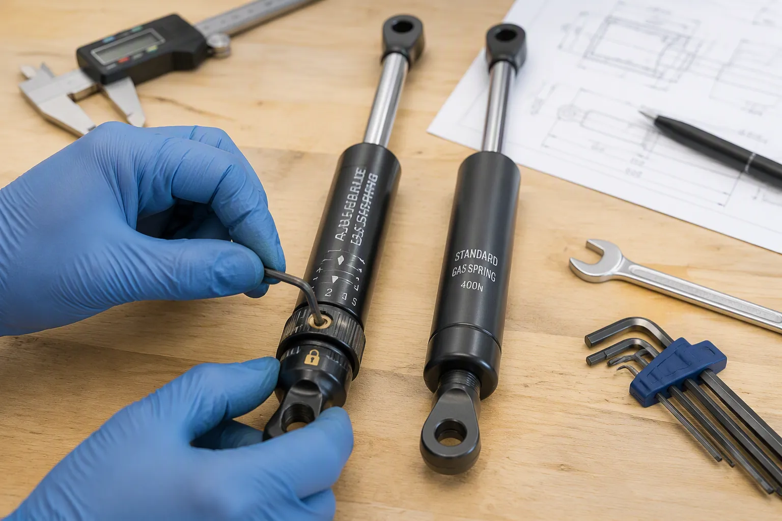 JUTENG adjustable vs ordinary gas springs comparison for mechanical design