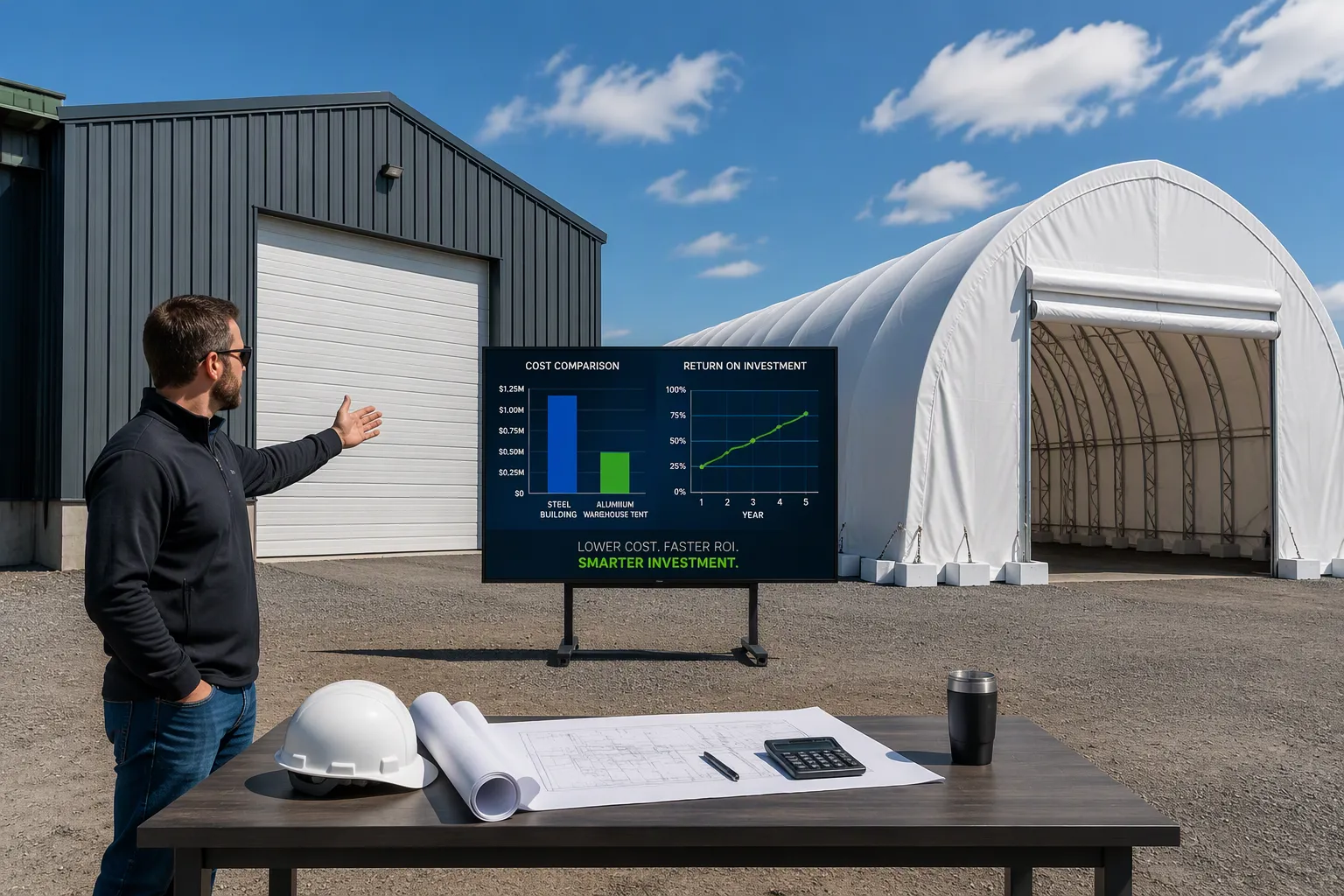 Cost and ROI analysis comparison between steel buildings and aluminum warehouse tents