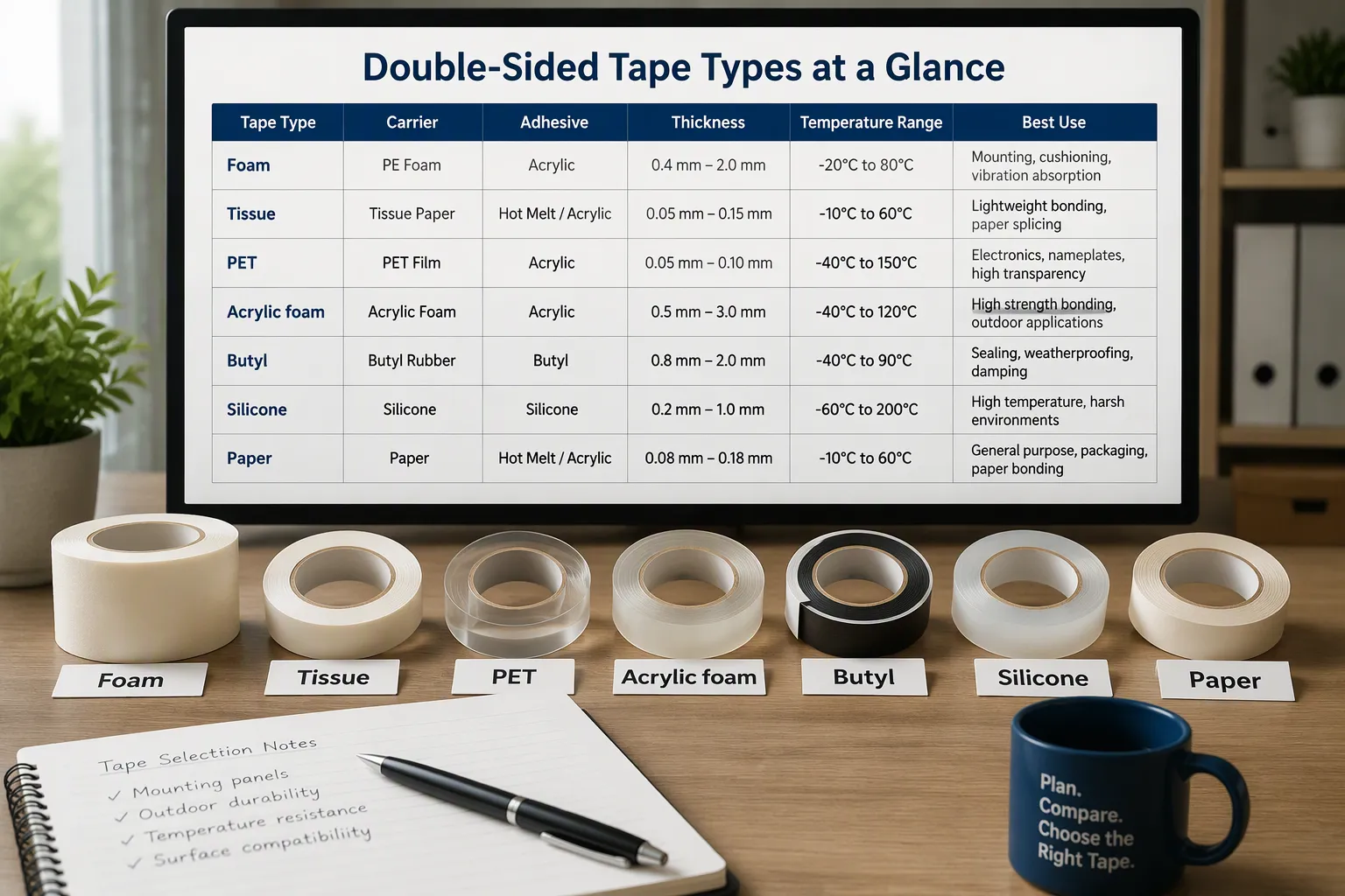 Quick Comparison of Types of Double-Sided Tape