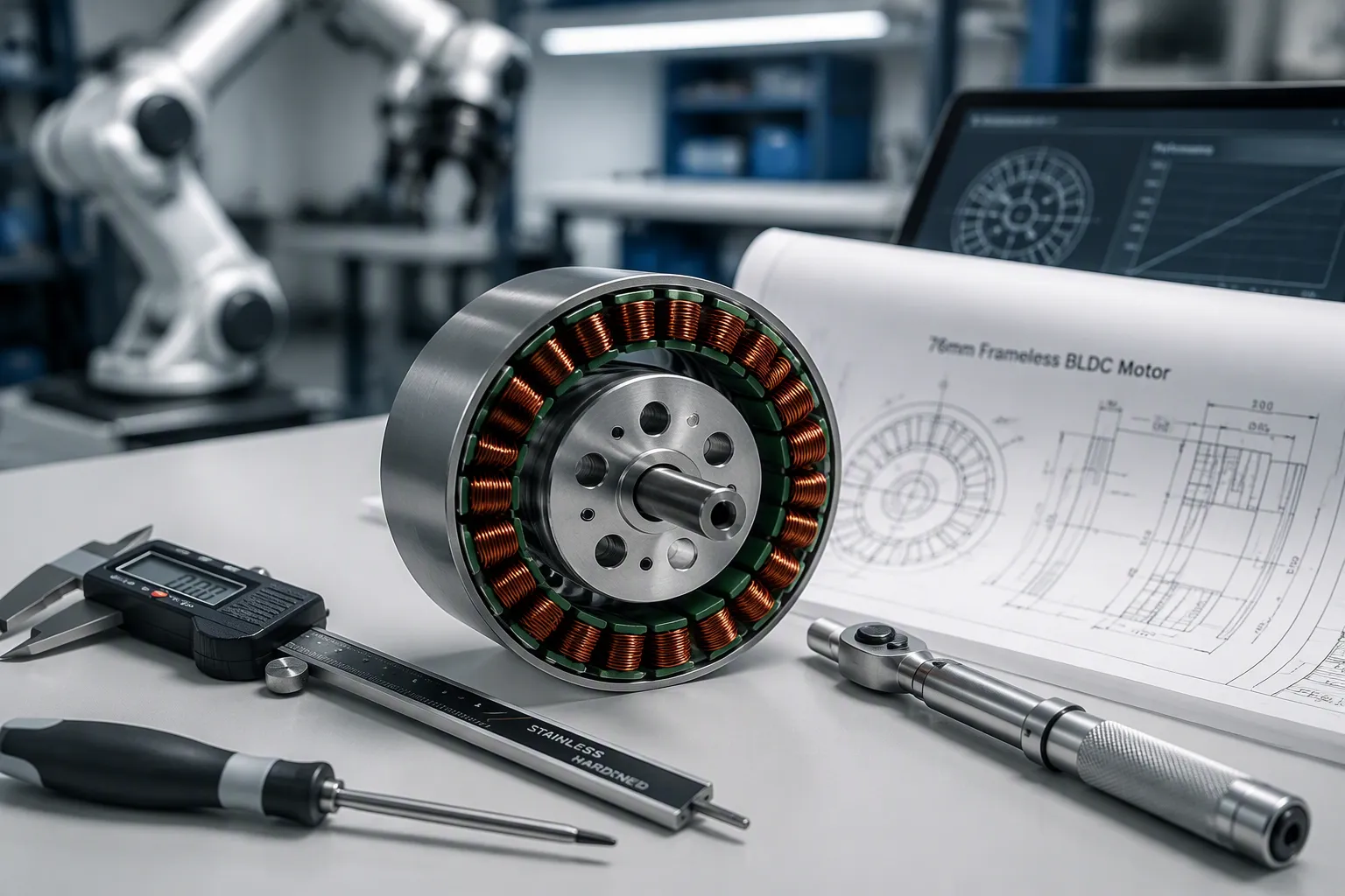 76mm Low Noise Frameless BLDC Motor for Robotics