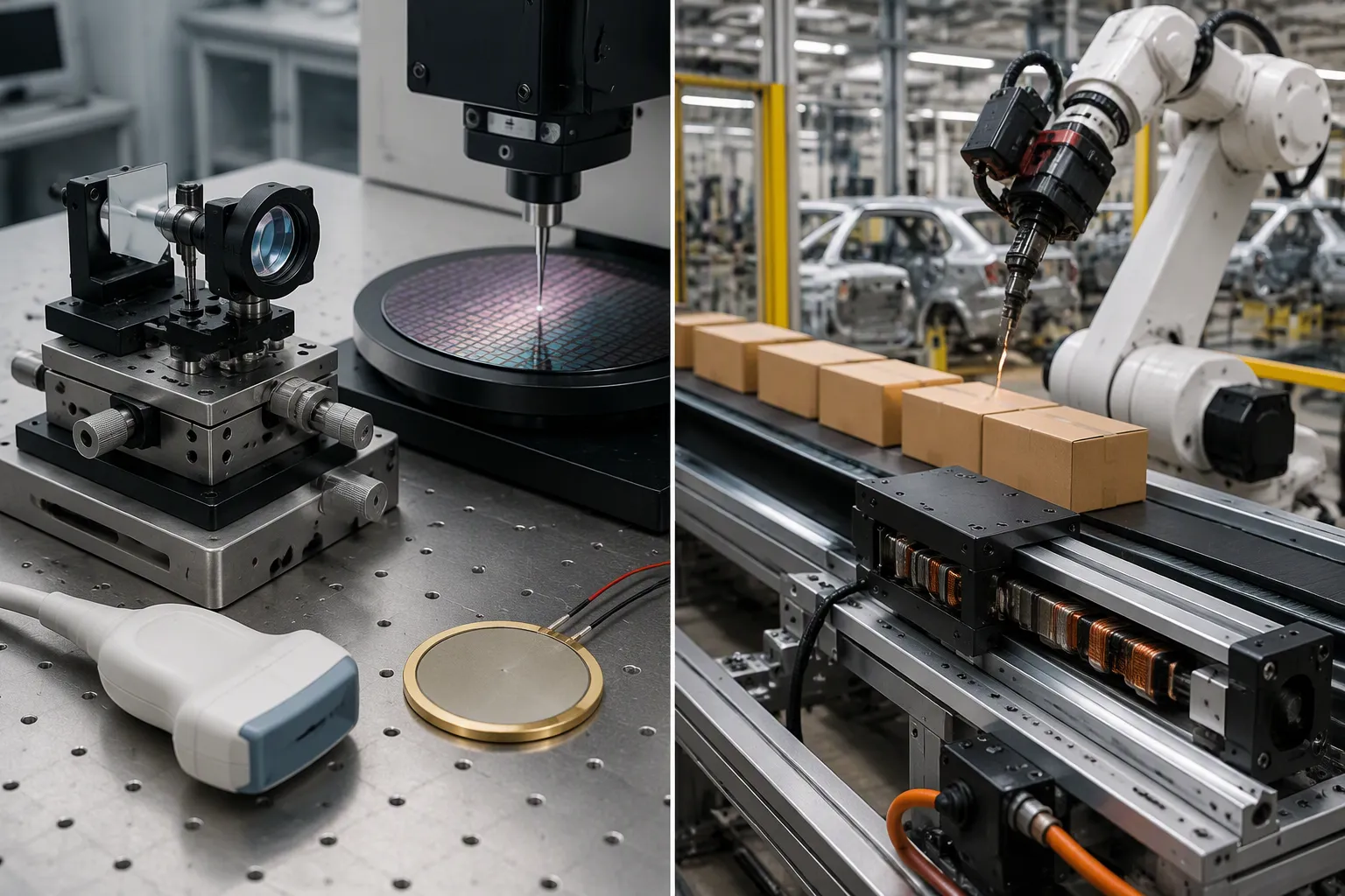 Applications of piezo and electromagnetic technologies in medical, automotive, and industrial sectors