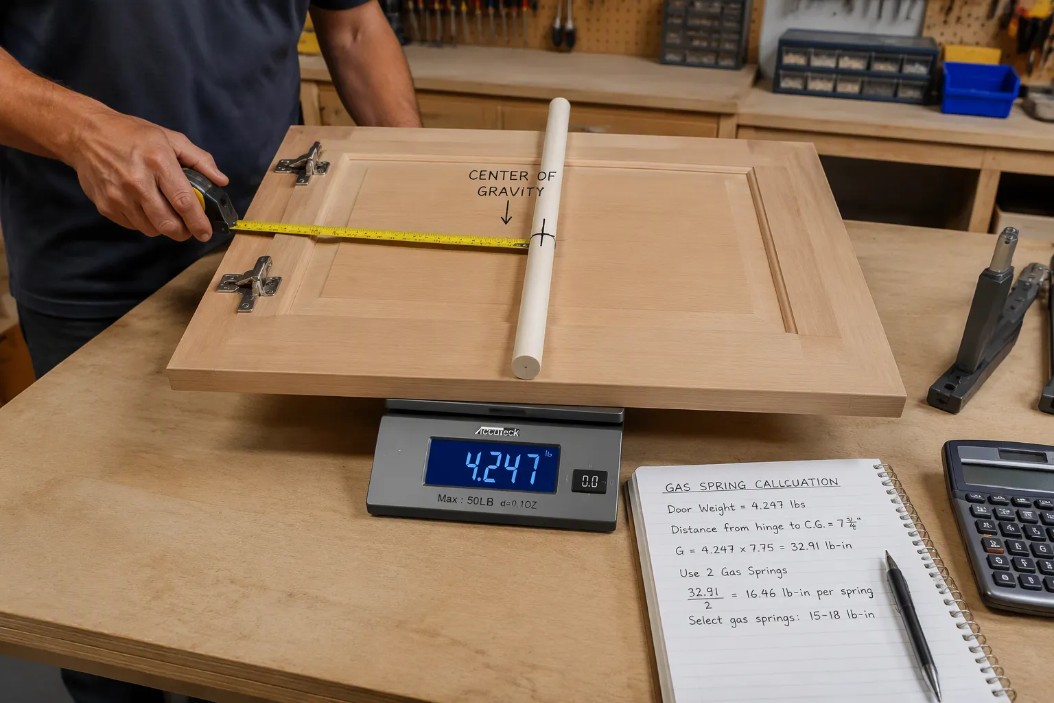 Step-by-step gas strut installation process for lift-up doors