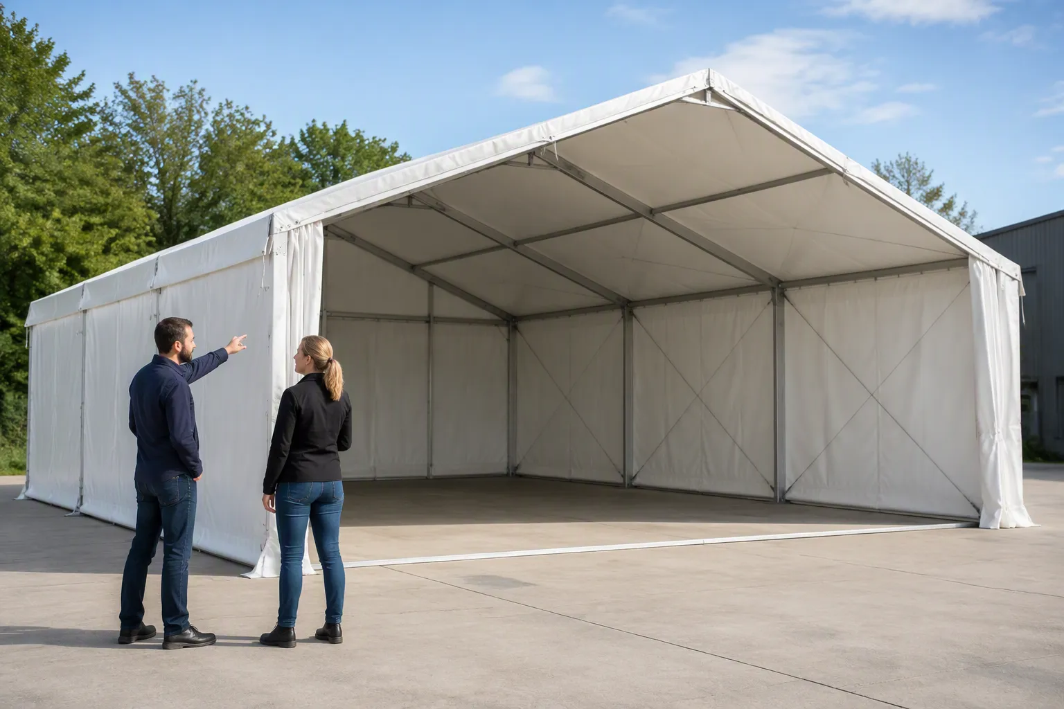 Large clear-span aluminum warehouse tent for industrial storage by Changyi Tent
