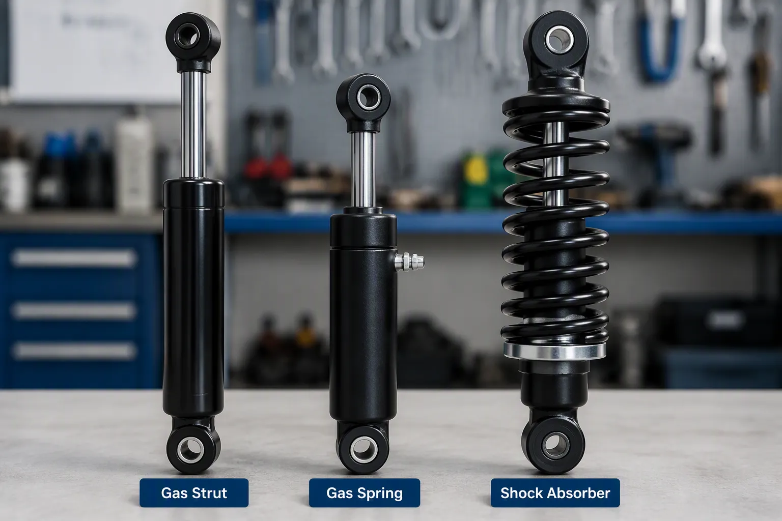JUTENG gas filled strut, gas spring, and shock absorber comparison