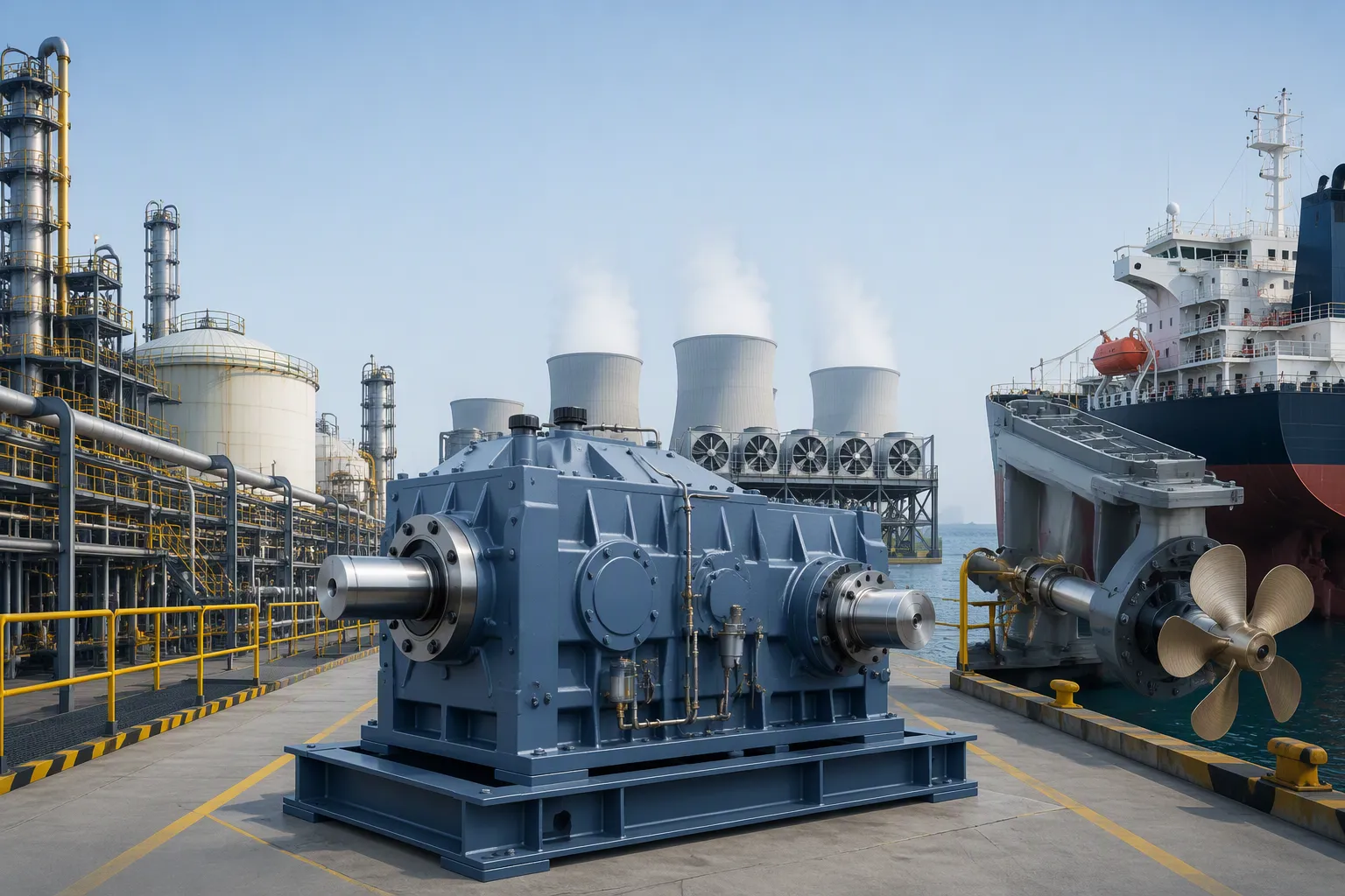 Heavy-duty industrial gearbox for oil and gas, marine and cooling tower drive systems