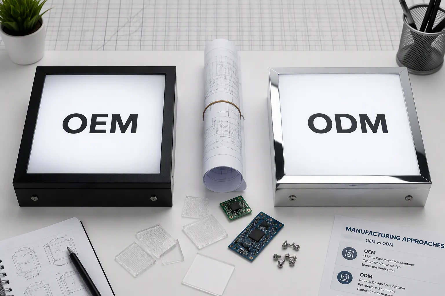 B2B wholesaler evaluating OEM vs ODM custom light box manufacturing models