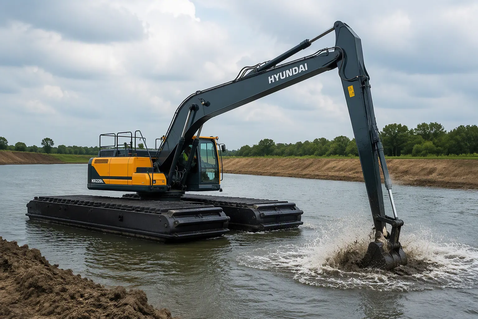 Comparing Hyundai Amphibious Excavator Models and Pontoon Sizes