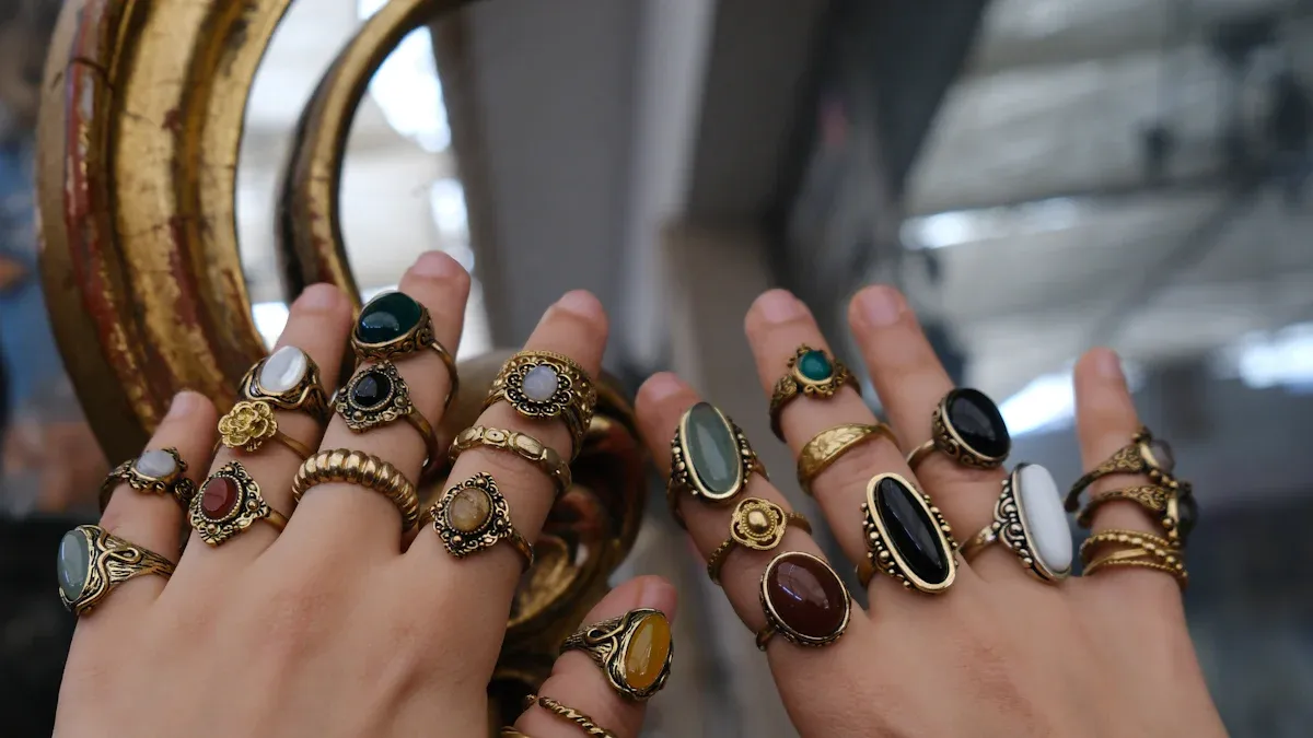 Stacking Taoist Brass Rings for Vintage Style