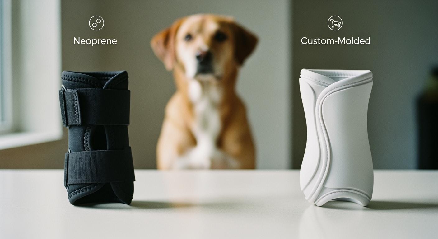 Neoprene foam material sample used in dog brace liners and soft-support wraps