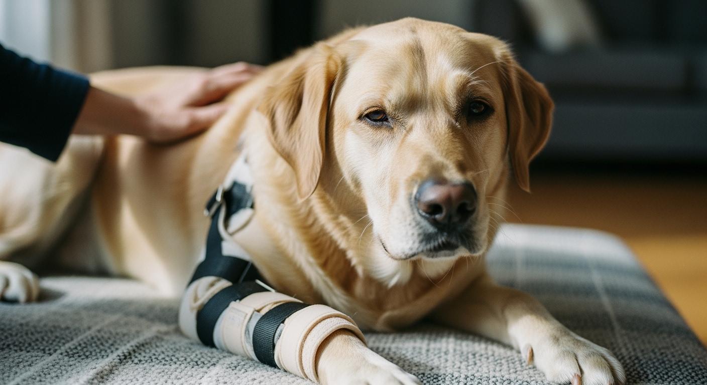 Dog elbow brace product line comparison showing protective pad and hinged brace structures side by side
