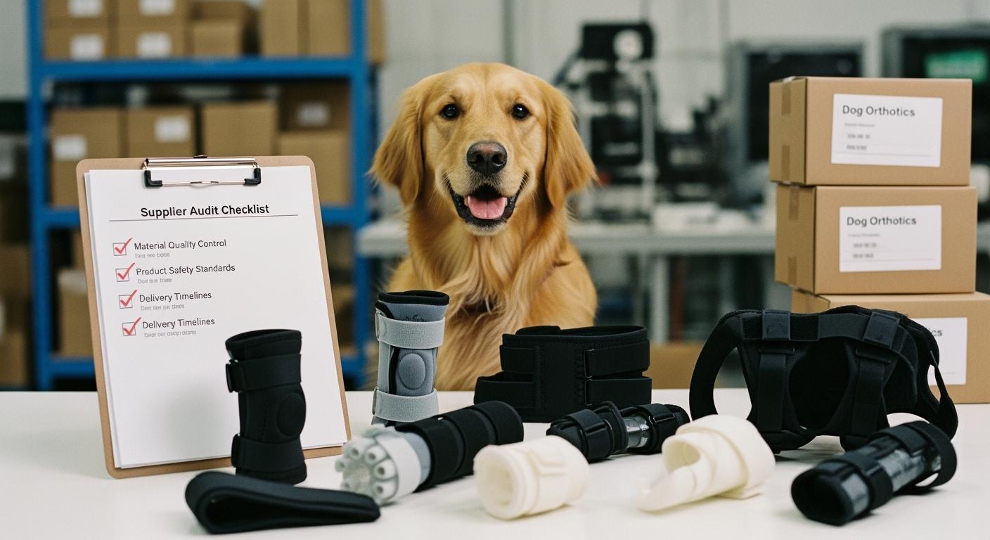 Dog orthotics product sample evaluation on a workbench