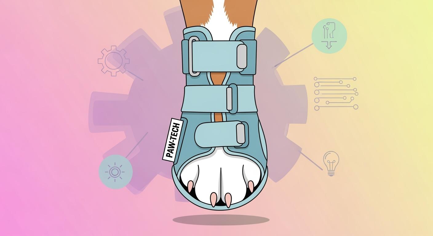 Dog wearing anti knuckling brace during walk test