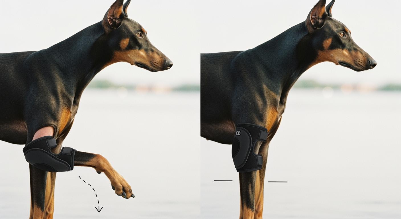 Dog elbow guard positioned over the elbow point on a deep-chested dog