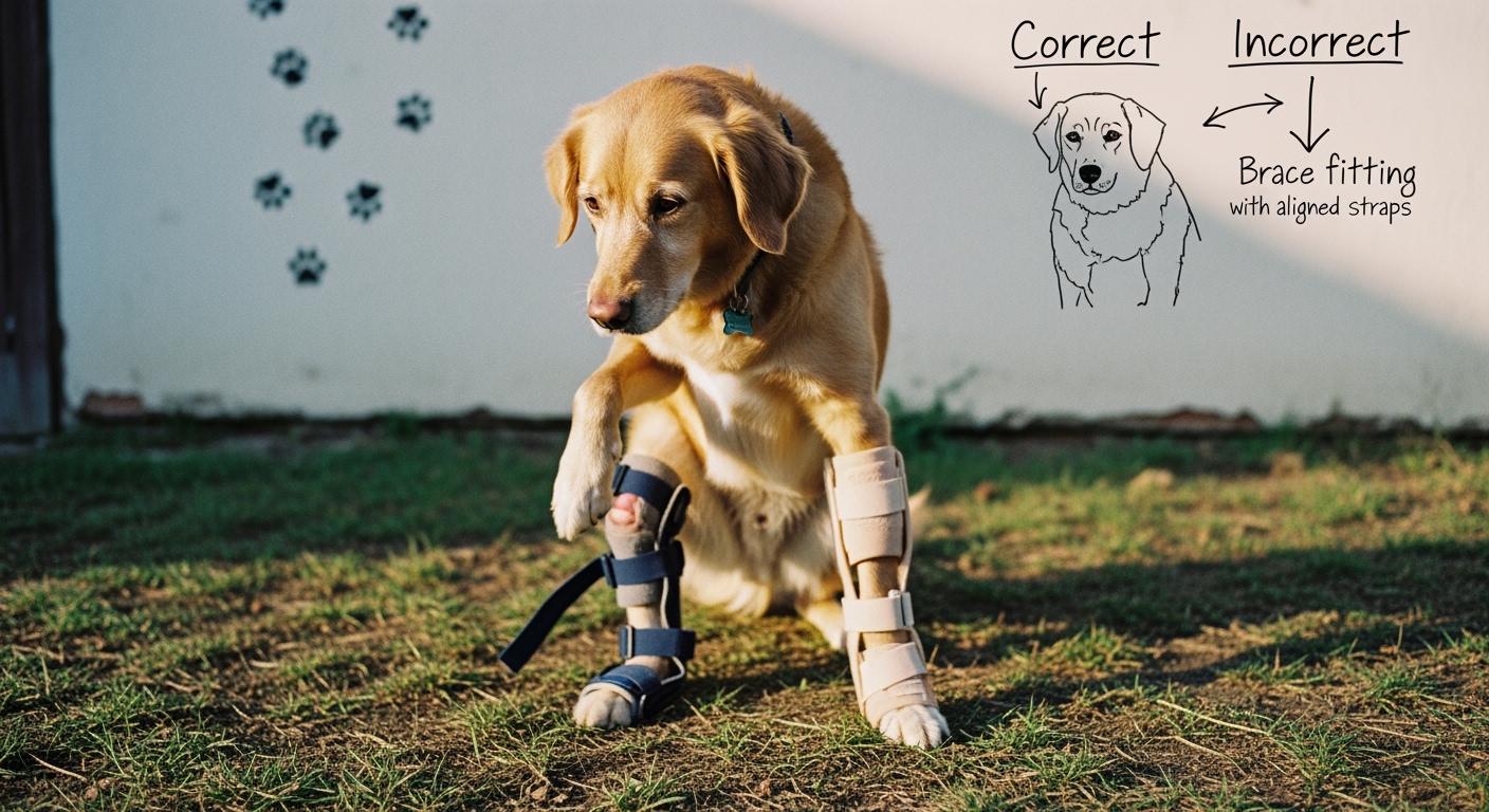 Double knee brace support structure on a dog rear leg assembly