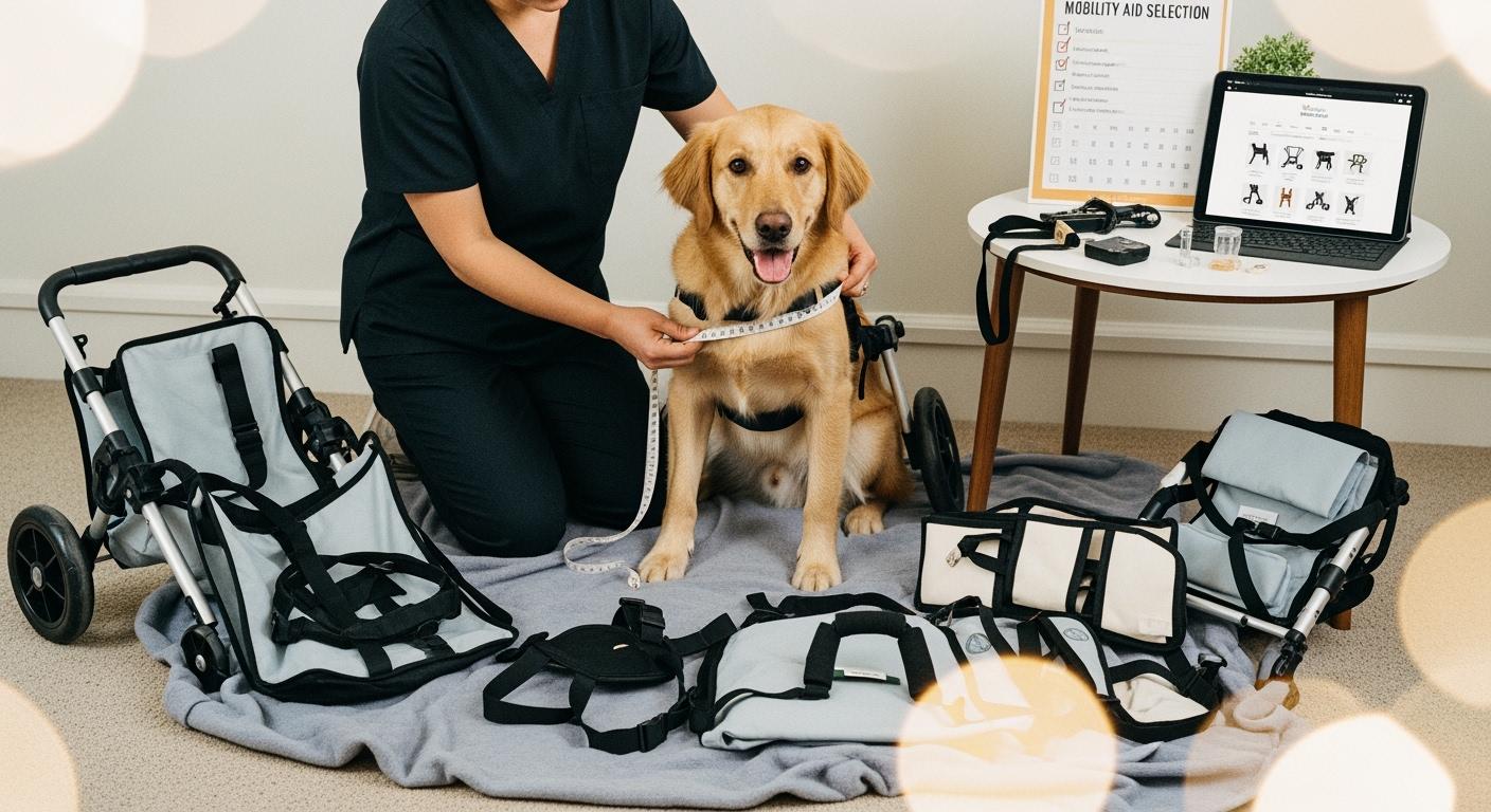 Dog using a rear-lift harness for mobility support