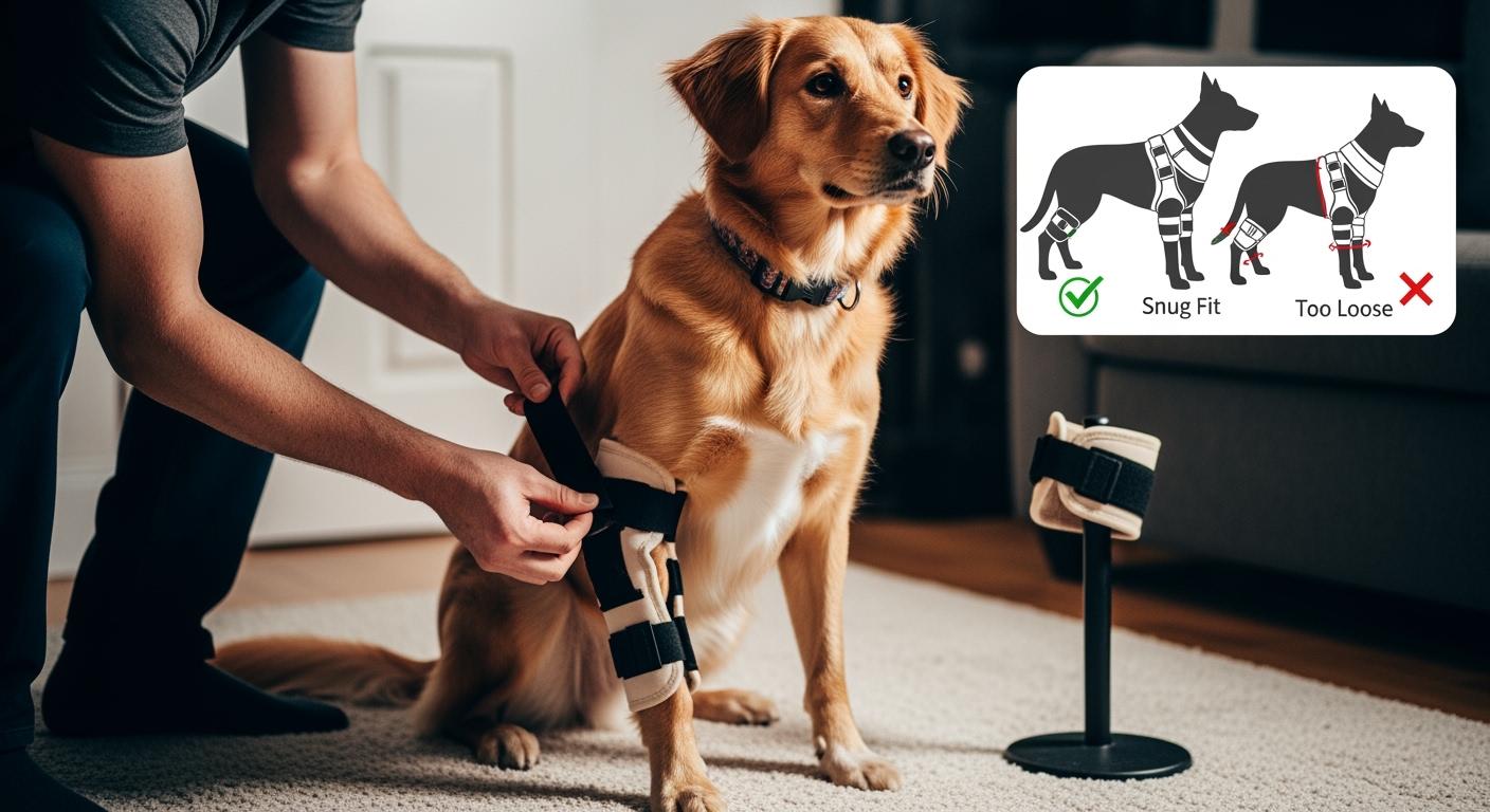 Dog with elbow brace showing fitting area
