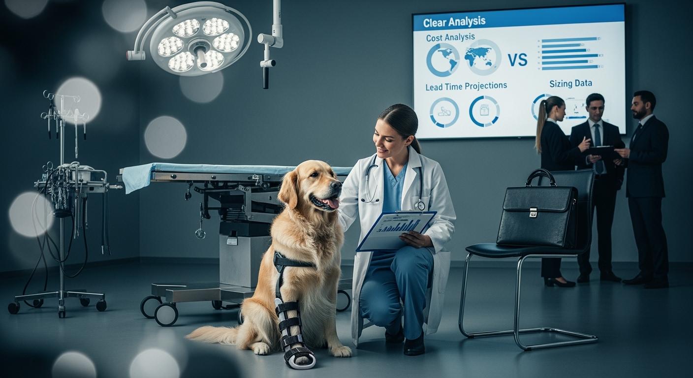 Dog with knee brace walking on leash