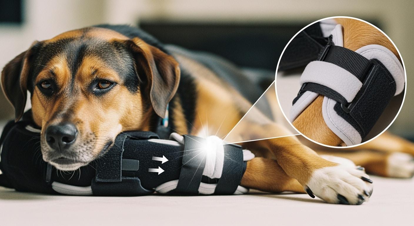 Dog brace strap creating a pressure point when lying down