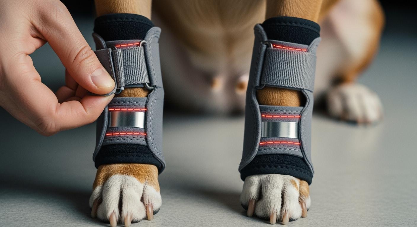 Dog carpus showing uneven redness pattern after brace removal