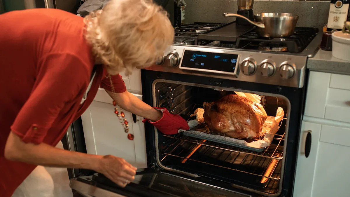 Using a gas convection oven