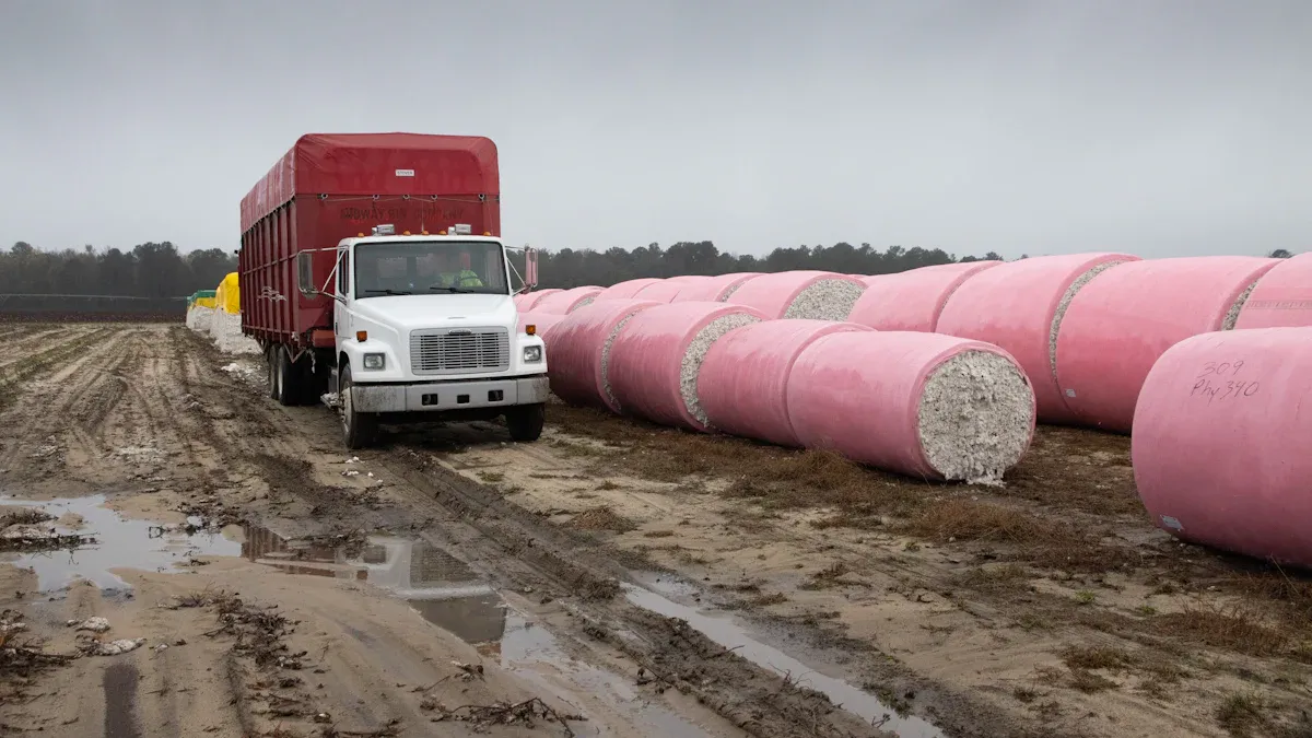 Why cotton bales are wrapped in different colors